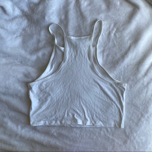 WHITE CROPPED HALTER TOP - Picture 2 of 4